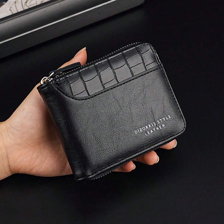 Leather Men's Wallet Luxury Men Purse Male Zipper Card Holders With Coin Pocket Wallets Gifts For Men Money Bag Mini Purse Men Wallet Leather