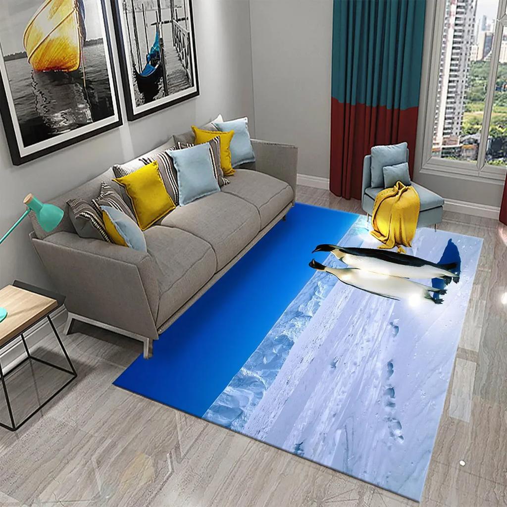 Antarctica Pinguïn Patroon Tapijt Schattig Dier Groot Tapijt voor Woonkamer Slaapkamer Decoratie Vloerkleden Badkamer Antislip Mat Tapijt