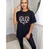 VSchwarzes Oversized T-Shirt mit Doula-Herz-Aufdruck und Silhouetten-Design zur Geburtsunterstützung und Mutterschaftspflege
