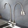 Multifunction 304 Stainless Steel Double Sink Tap 2 Mode 360° Rotate Pillar Mounted Tap Flexible Flexible Faucet Kitchen Use