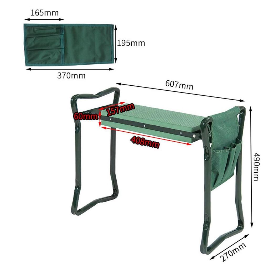 Foldable Garden Kneeler Seat Cleaning Portable Fishing Gardener Stool With 1 Pouch