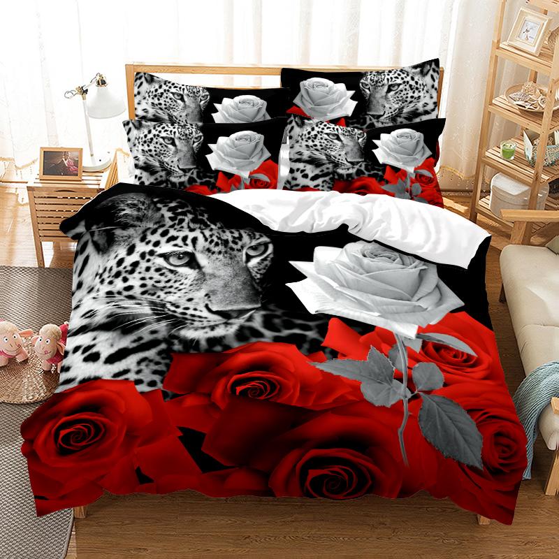 Red Rose Bedding Set Quilt/Duvet Cover Pillow Case 3D HD Double Full King Queen Twin Single 3/2PCS Polyester Comforter Cover