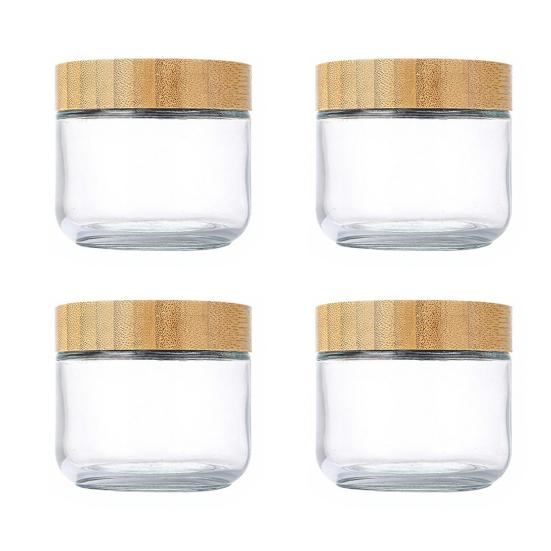 4Pcs/Set Overnight Oats Jars Glass Airtight Jars with Lids Leakproof Meal Prep Containers Reusable Sealed Food Storage Jars for Breakfast Yogurt