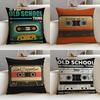 Vintage MMusic Tape PrintS Cushion Cover Breathable and Skinfriendly Linen Pillowcase Square Removable and Washable Cushion