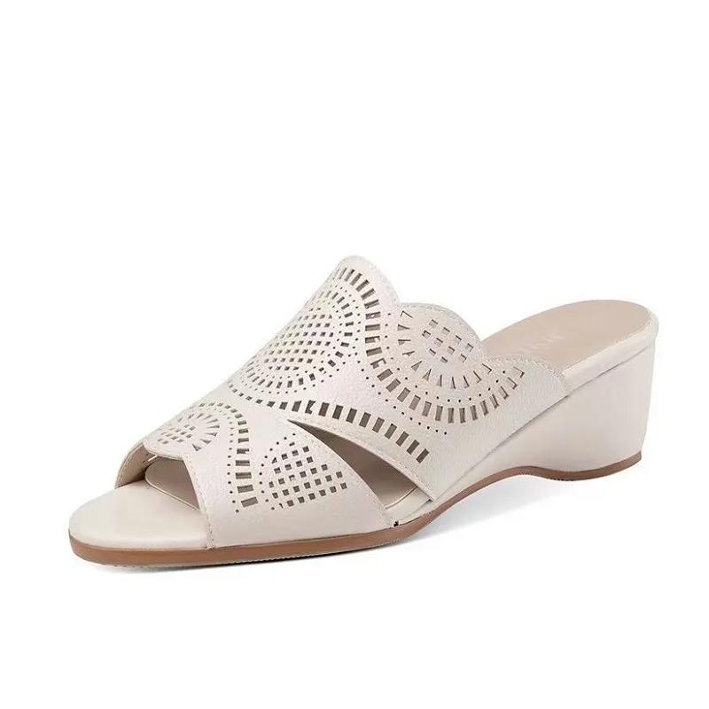 women fashion plus size peep toe high quality wedge heel sandal shoes lady elegant beige shoes sapatos femininas ab776