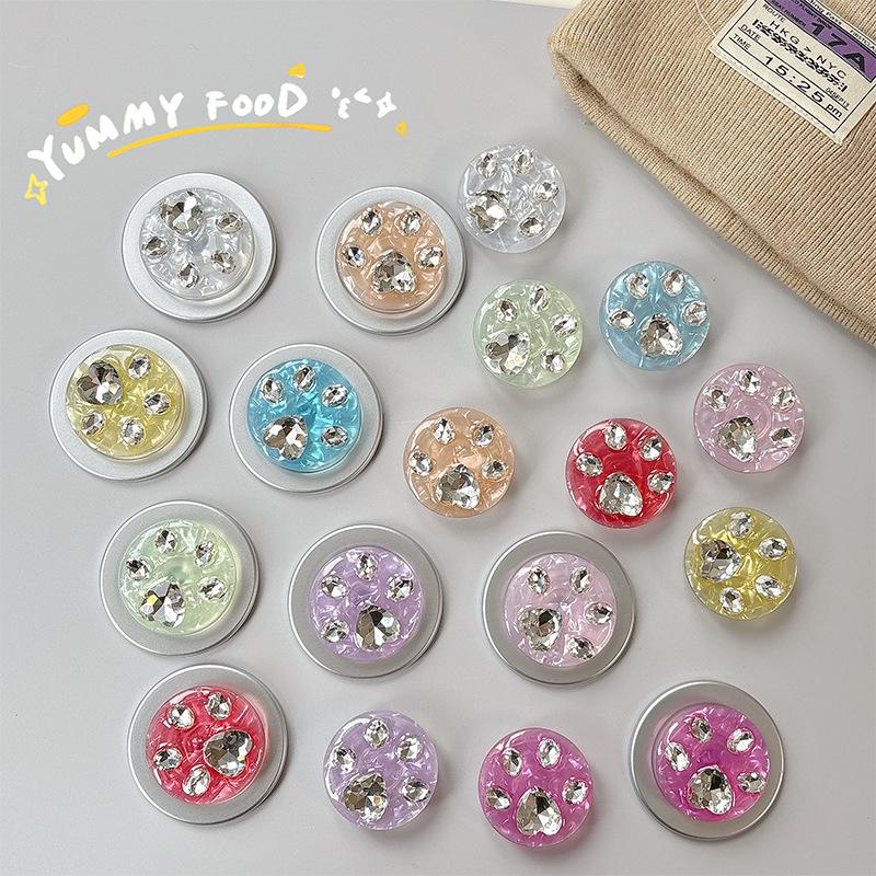 Rhinestone Magnetic Retractable Phone Holder with MagSafe, Foldable Desktop Support, Japanese Korean Style