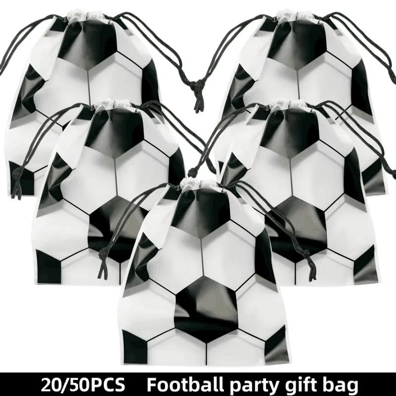 20/50Pcs Soccer Party Drawstring Bag Football Sports Theme Birthday Favors Treat Bag Team Celebration Gift Decoration Supplies
