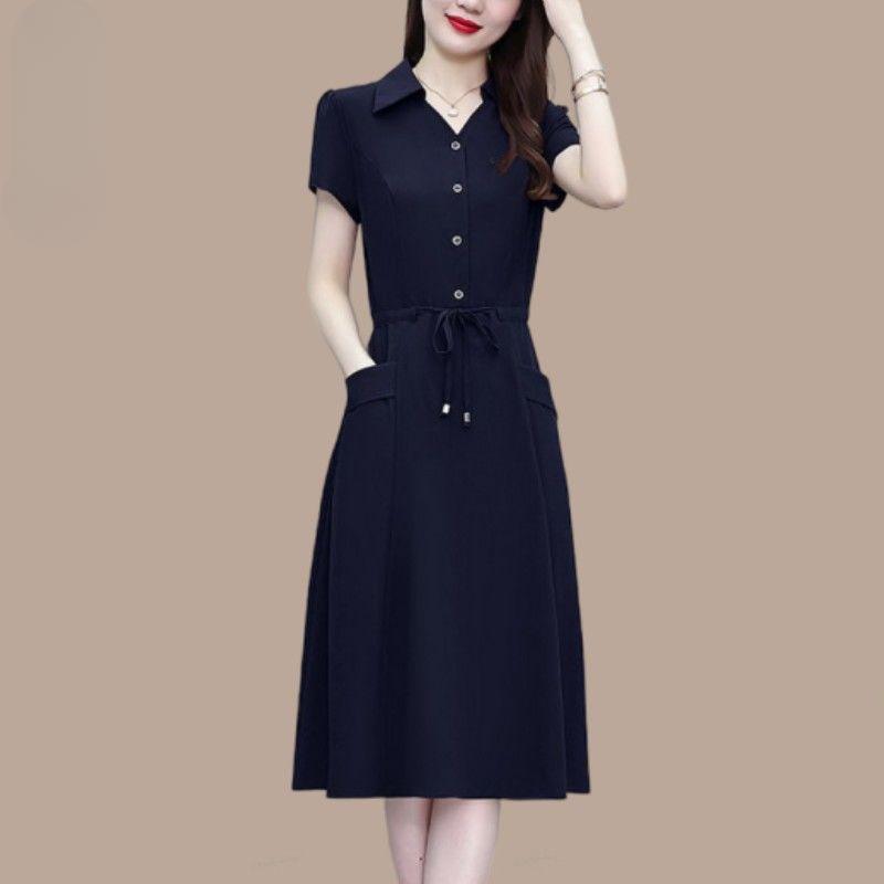 Robe d'été tendance pour mamans, coupe ample, taille nouée, élégante et amincissante, pour femmes d'âge moyen