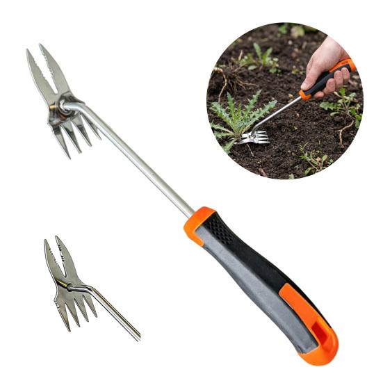 2-in-1 Puller Heavy Weed Steel Hand Duty Stainless Weeder Weeding Tool with Ergonomic