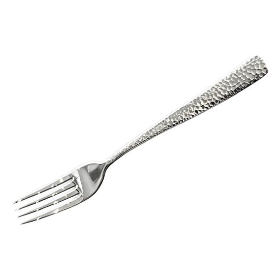 Western Food Tableware Stainless Steel Serrated Steak Knife Sharp Fork Tines Curved Spoon Dishwasher Safe Hammered Texture Flatware