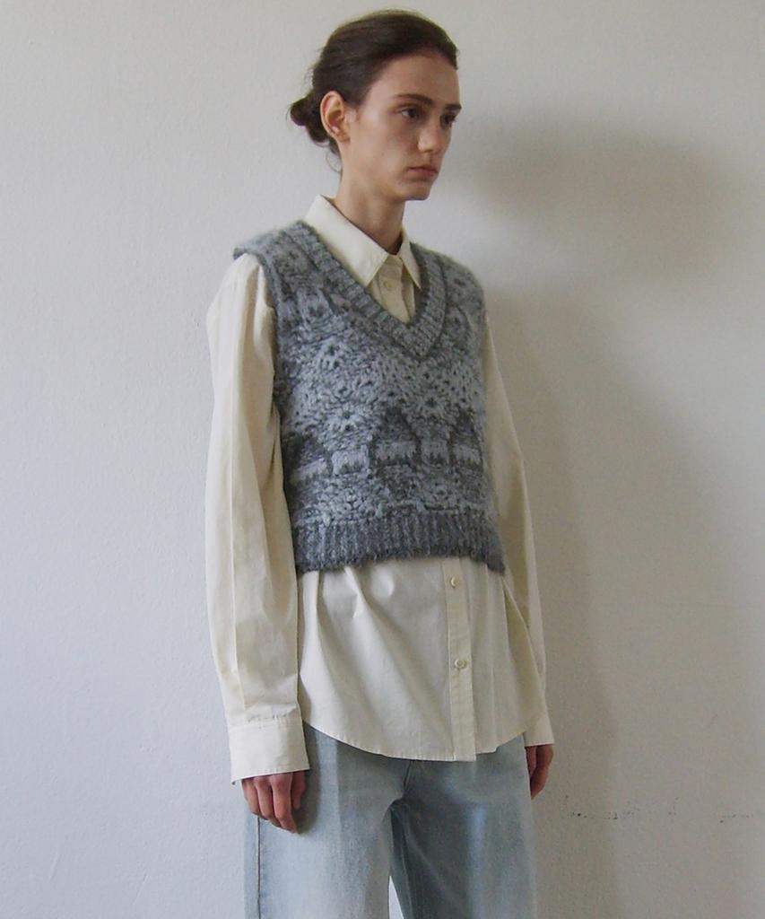 EN OR [Alpaca 35%] Superfine Alpaca Nordic Vest - Gray