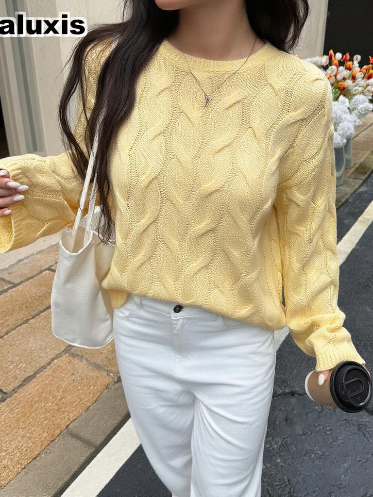 Casual Simple Long Sleeve Solid Color Backless Sweater Women's Fall Winter Clothing