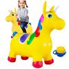 Large Rubber Bouncing Horse Jumper, Yellow Unicorn with Pump for Children