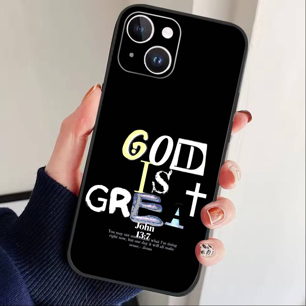 Bible Verse Jesus Christ Christian Phone Case For iPhone 16,15,14,13,12,17,Pro Max,Plus Silicone Black Case