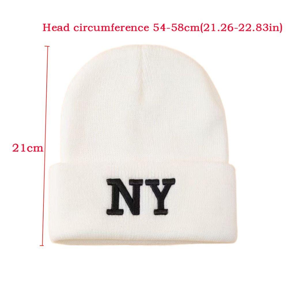 Letter Embroidery Knitted Beanies Hat Solid Color Knitted Skull Bonnet Creative Cold Cap Unisex