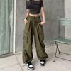 2023 Women Casual Joggers Tech Pants Solid Low Waist Pants Drawstring Wide Leg Baggy Trousers Y2k Streetwear Oversize Sweatpants