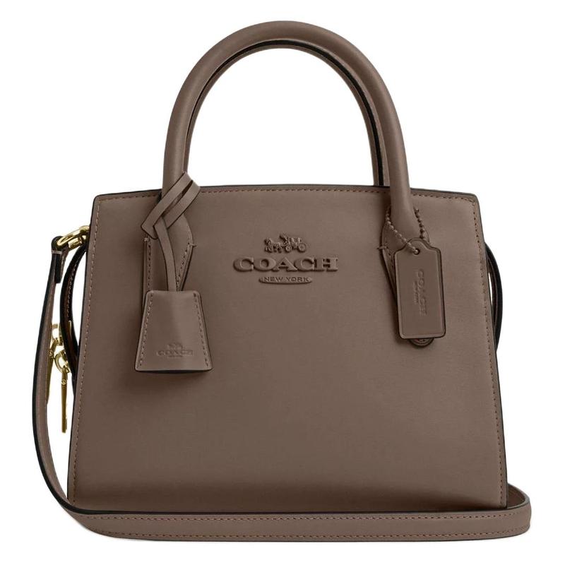 Coach ANDREA CARRYALL 22 Logo Logo Zipper Closure Fine Calfskin Shoulder Crossbody Handbag Small Women's Tan