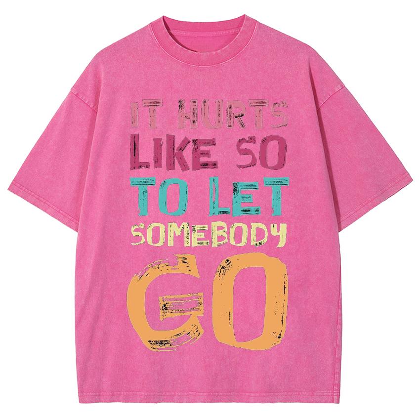 Hand-Painted Graffiti-Style Letter Print Women's T-Shirt Unisex Wash Distressed Oversized Short-Sleeved Basic Simple