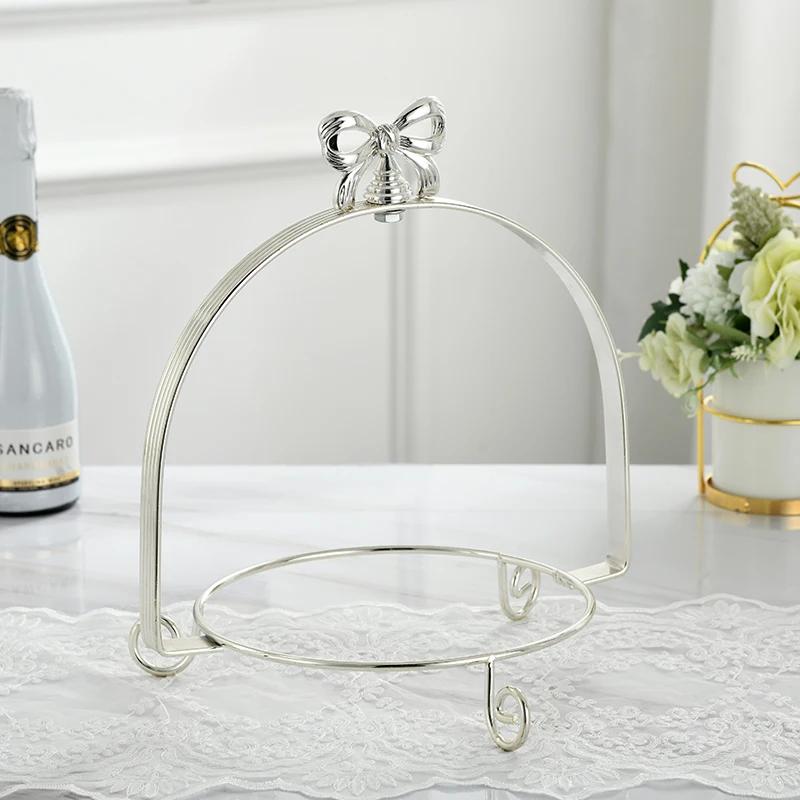 Enkellaags Tweelaags Drie Laags Strik Metalen Taartstandaard Goud Zilver Rond Parel Dessert Taartvorm Fruitplateau Display Stand
