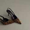 Female Sandal Leopard Print Shoes All-Match High Heels  Summer Girls Spring Stiletto Low Comfort Fashion High-heeled Beige