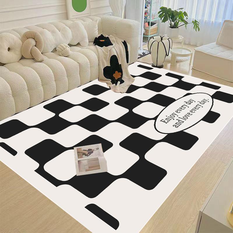 Black White Plaid Carpet for Living Room Modern Beige Soft Large Area Rug Home Decoration Bedroom Floor Mat