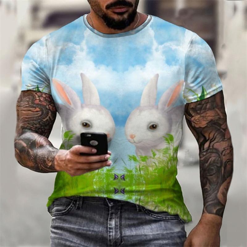 Easter Summer Men's T-shirt Funny Rabbit Egg 3D Printing
