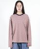Deumakeu Stripe Loose-Fit Long Sleeve Tee - Burgundy