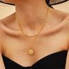 Gold Plated Sun Heart Pendant Necklace Stainless Steel Ladies Choker Jewelry  Summer