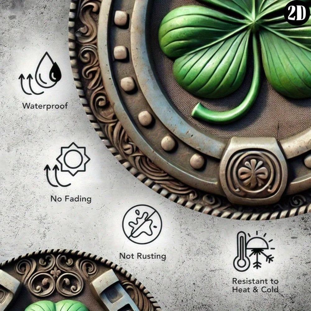 Vintage Horseshoe Clover Metal Wall Art Green Rustic Decor Home Cafe Garage Outdoor
