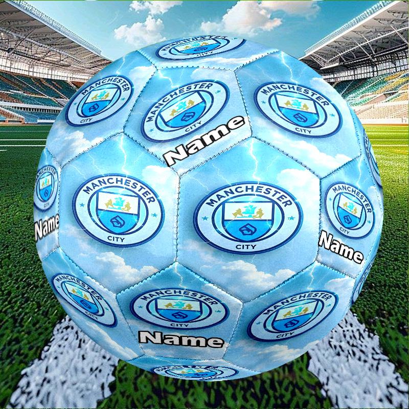 Individueller Name Personalisierter Manchester City FC-A Druck Größe 5 Fußball Training & Spiel Fußball, für Team, Kicken, Geschenk für Fußball-Enthusiasten