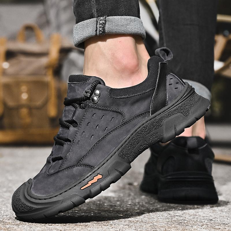 New Genuine Leather Men's Casual Shoes Outdoor Breathable Work Shoes Zapatos Hombre High Quality Hiking Sneakers Walking Shoes