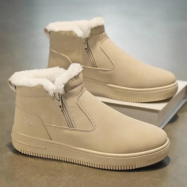 Winter New Men's Snow Boots Waterproof, Anti Slip, Plush High Top, Warm Zipper Outdoor Sports Shoes Ankle Boots Zapatos