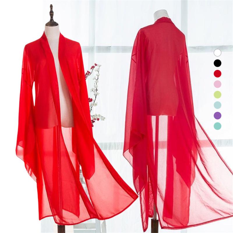 Cárdigan Hanfu, camisa de manga china antigua, ropa de danza folclórica clásica de gasa fina de la dinastía Tang, disfraz de escenario para Cosplay