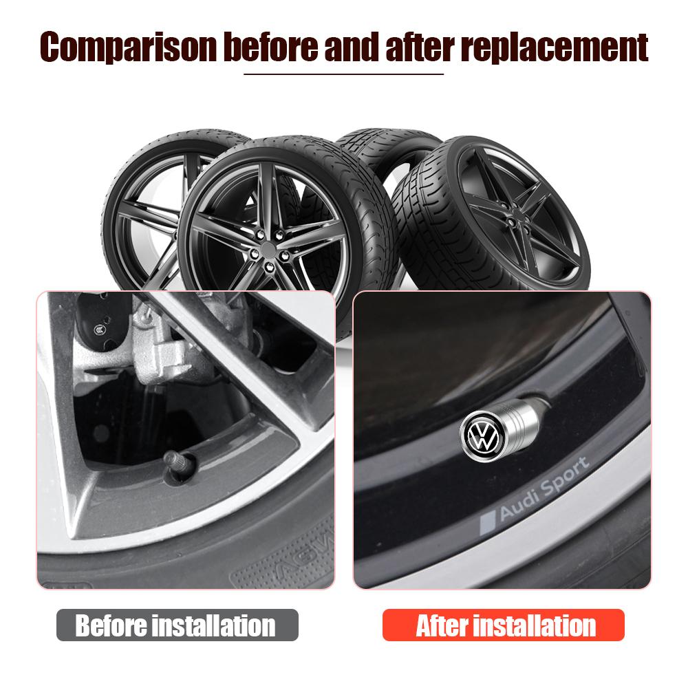 SVLHP1 4Pcs Car Wheel Tire Valve Stems Valve Cap Auto Accessories For VW Volkswagen GTI Golf Polo Passat Mk6 MK7 Tiguan R RLine Magotan