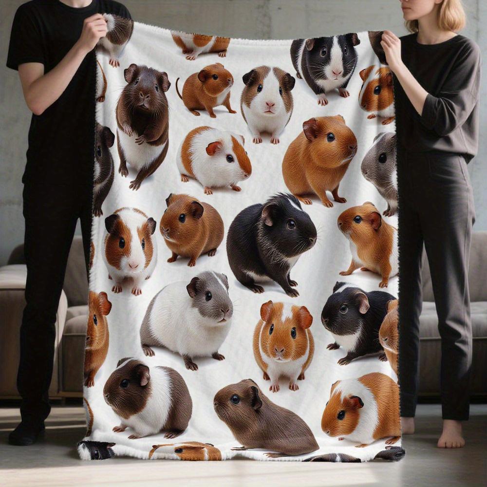 Schattig Cavia Dieren Patroon Plaid - Speels Huisdier Motief Gezellig Zacht Dik Accent voor Huis Kantoor Bank Kamperen
