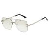 Rimless Double Bridge Sunglasses Men Brand Sun Glasses Women Vintage Fashion Square Shades Male Female Gradient UV400 Eyewear