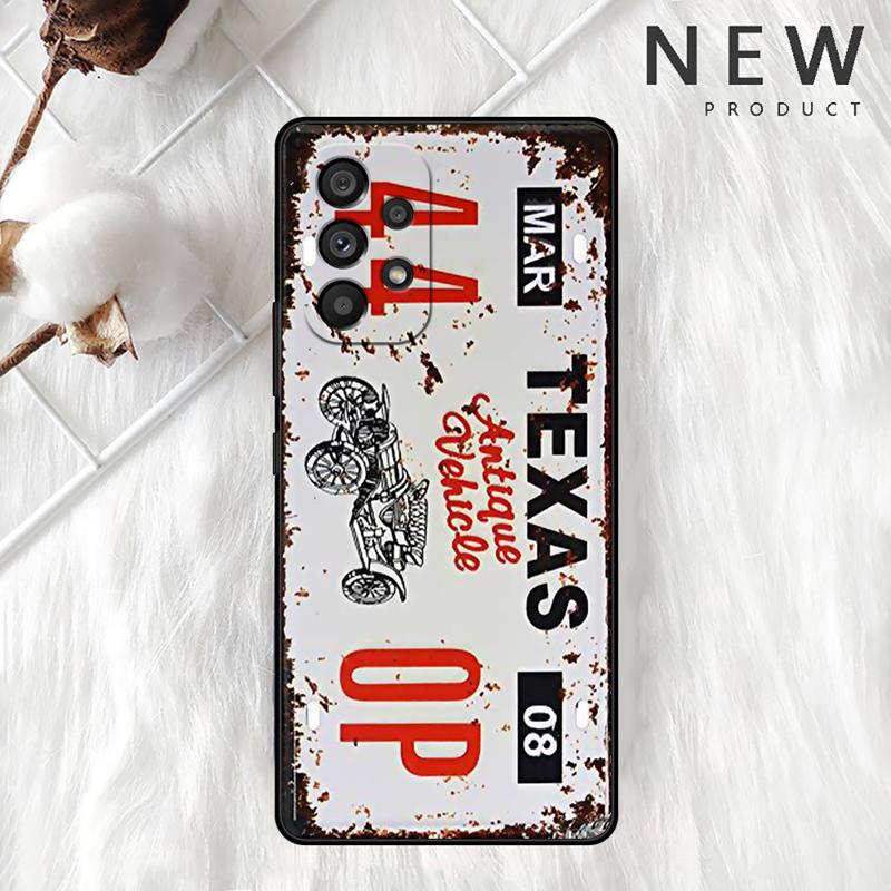 Retro License Plate Number Case For Samsung Galaxy A54 A52 A14 5G A53 A12 A13 A71 A23 A34 A33 A21s Phone Cover