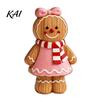 Holiday Gift for Kids Cartoon Gingerbread Wooden Ornament, Double-sided Printed Desktop Tabletop Figurines, Decorative Signs Craft Home And