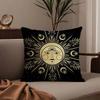 Housse de coussin Série Mandala Soleil Lune Housse de coussin Anti-acariens Fermeture éclair invisible Peluche courte soyeuse Housse de coussin de canapé