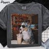Australský ovčák Halloweenské tričko Comfort Colors, Iced Coffee Tričko pro psí mámu, Vtipné dárky ke Dni matek, Tričko pro psí mámu