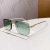 Y2k Vintage Randlose Quadratische Sonnenbrille Damen Für Herren Luxusmarke Designer Sonnenbrillen Punk Beliebt Metall Diamantschliff Gläser