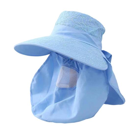 Sun Hat High-Density Sunscreen Fabric UPF50+ Protection Wide Brim Fisherman Hat Shawl Face Guard Design Outdoor Summer Hat