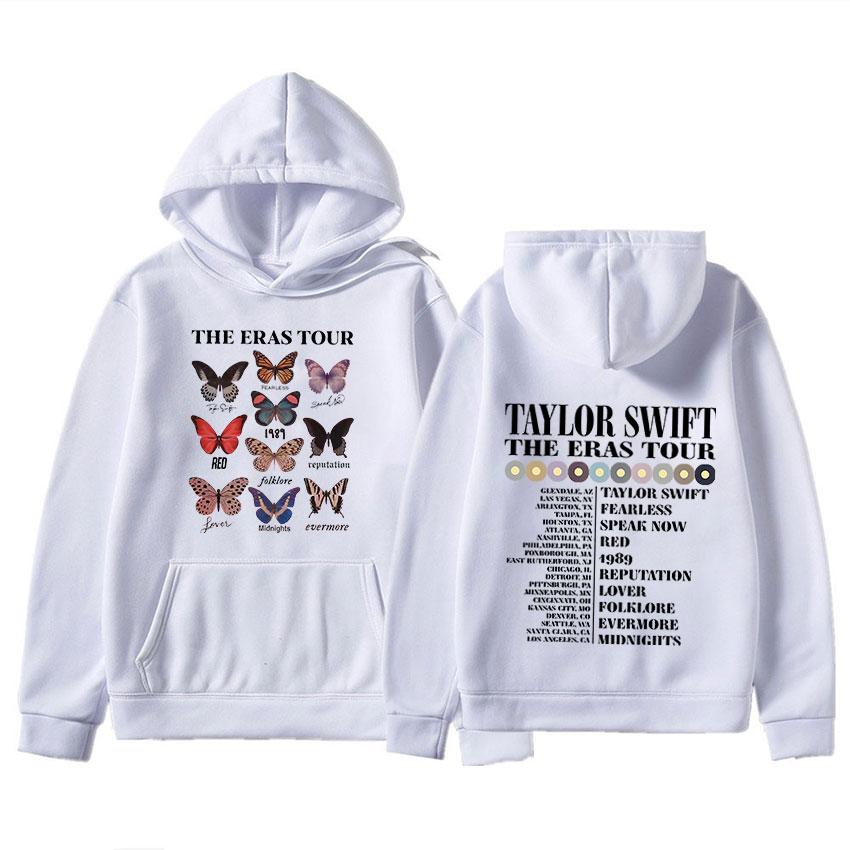2023 Retro Taylor The Eras Tour Vlinder Print Hoody Hip Hop Streetwear Hoodie Unisex Vrouwen Trendy Sweatshirt Hoodies voor Unisex