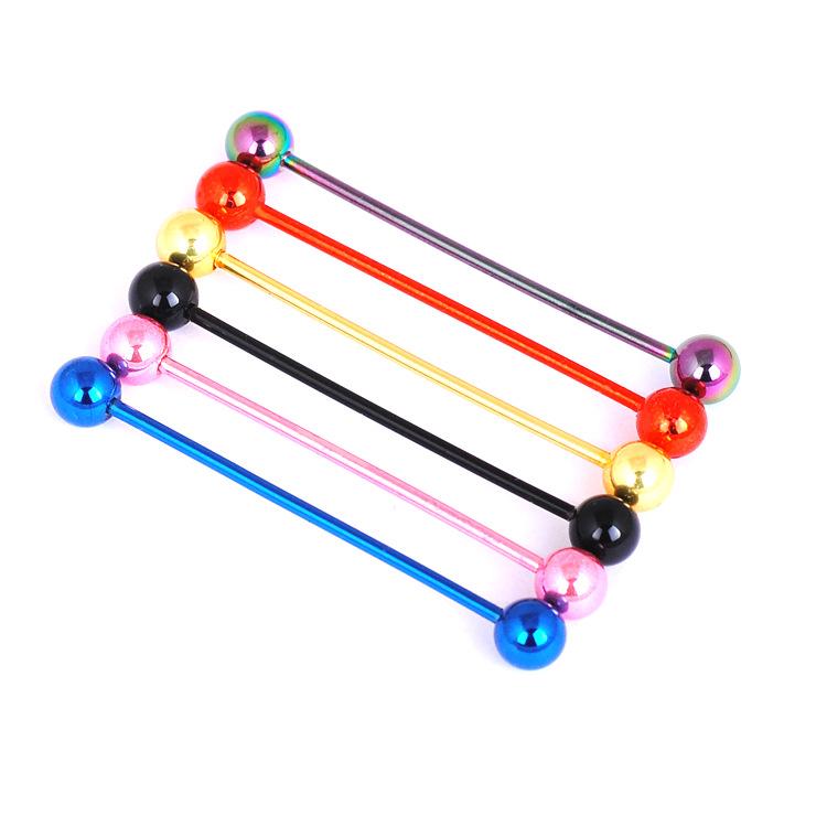 Popular Puncture Jewelry Stainless Steel Electroplating Colorful Long Ear Bones