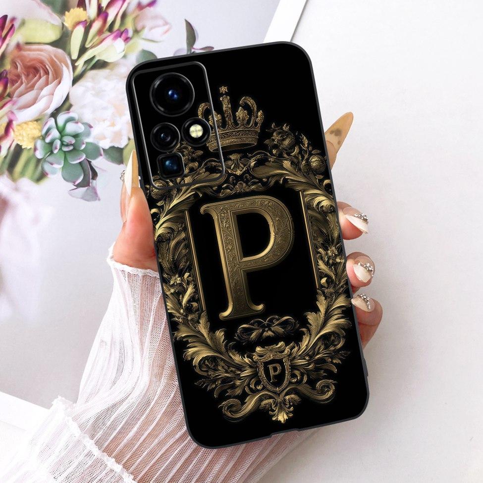 For Infinix Zero X Pro Case For Infinix Zero X Cover Silicone Luxury Crown A-Z Letters 2D Flat Pattern Soft Casing X6810 X6811