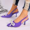 Fashion Women High Heels Luxurious Rhinestone Pearl Bow Designer Sexy Pointed High Heels Elegant Solid Color Slingback Sandals for Women