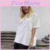 Baumwoll-T-Shirt für Damen, Sommer, lässig, Buchstabendruck, lockere Passform, kurzärmliges Oberteil