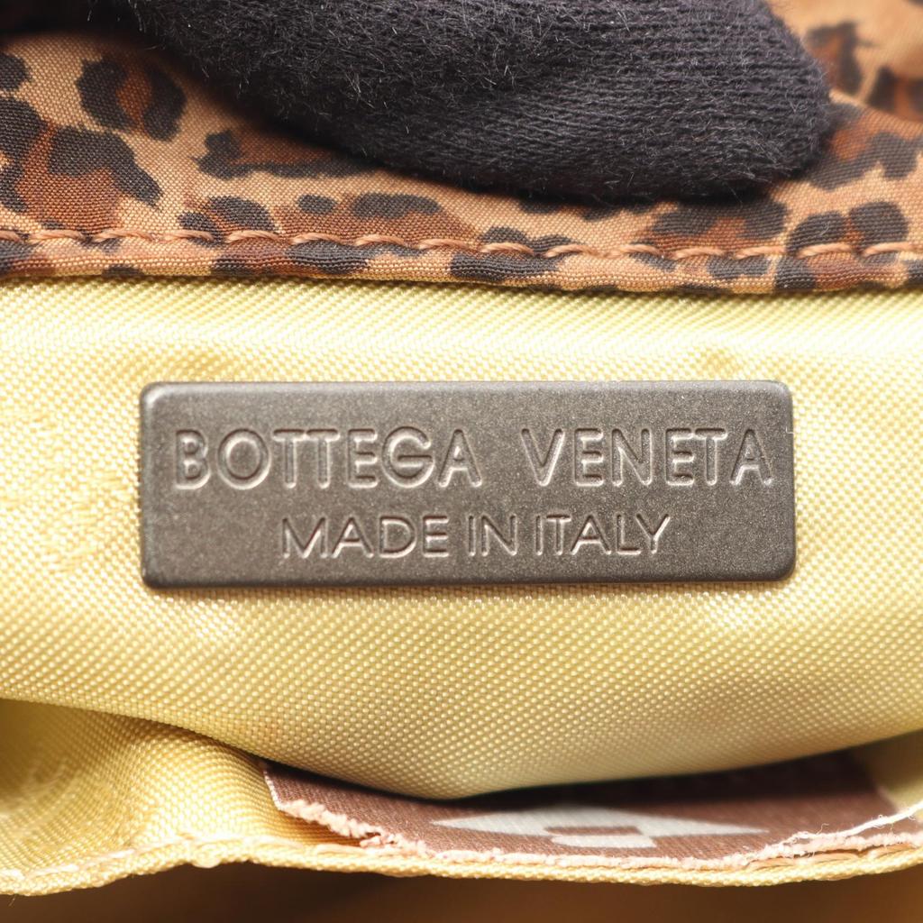 Used BOTTEGA VENETA Leopard Shoulder Bag 903468 Nylon Leather Brown Used Women