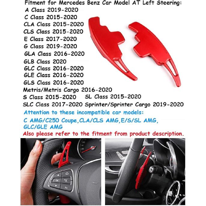 TTCR-II Steering Wheel Paddle Shifter Extension For Mercedes A/G Class -, C/CLS 2015-, E/SL/SLC 2017-, GLA/GLC/GLE/S 2016-, GLS 2017-, Aluminum Shift