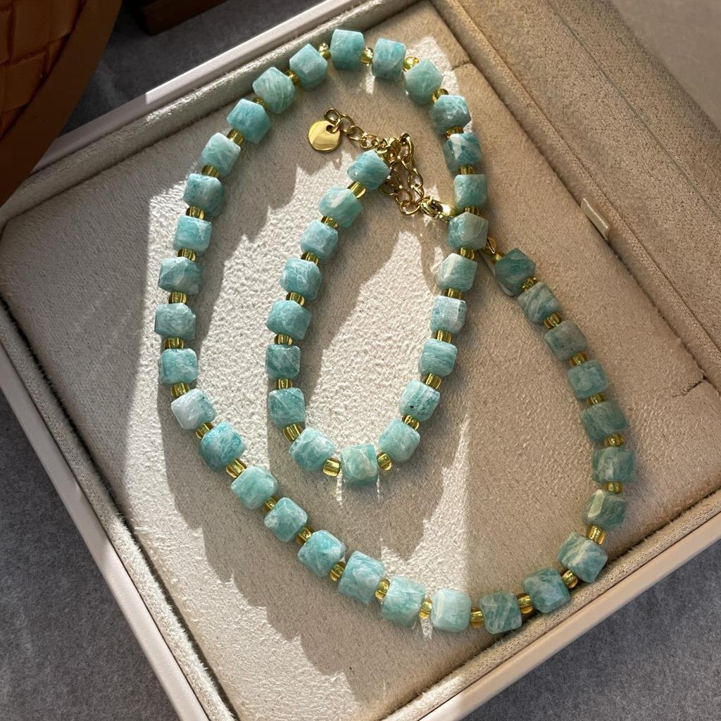 Summer High-End Sense Full Square Tianhe Stone Beaded Collarbone Chain Niche Design Sense Literary And Retro Necklace
